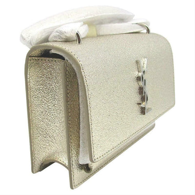 Saint Laurent Monogram Sunset Metallized Metallic Gold Leather Cross Body Bag