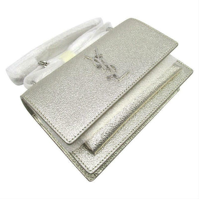 Saint Laurent Monogram Sunset Metallized Metallic Gold Leather Cross Body Bag