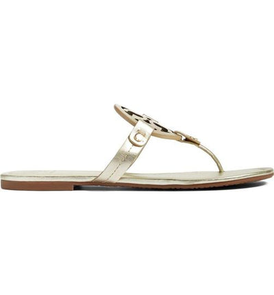 Tory Burch Gold Miller Flip Flop Metallic Sandals