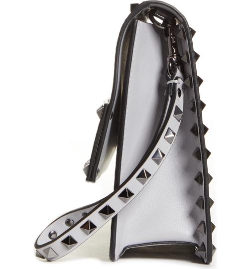 Valentino Clutch Rockstud Metallic Genuine Silver Snakeskin Leather Wristlet