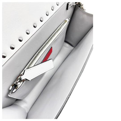 Valentino Clutch Rockstud Metallic Genuine Silver Snakeskin Leather Wristlet