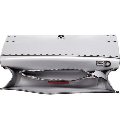 Valentino Clutch Rockstud Metallic Genuine Silver Snakeskin Leather Wristlet