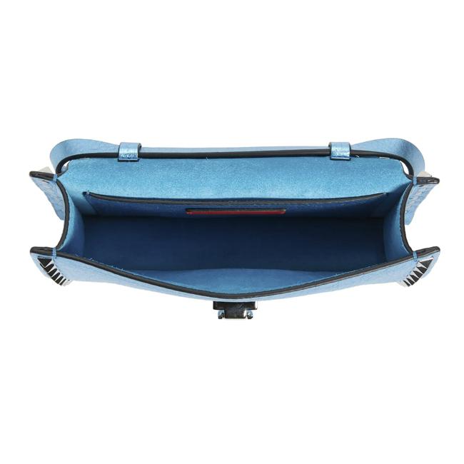 Valentino Small Rockstud Metallic Blue Leather Shoulder Bag