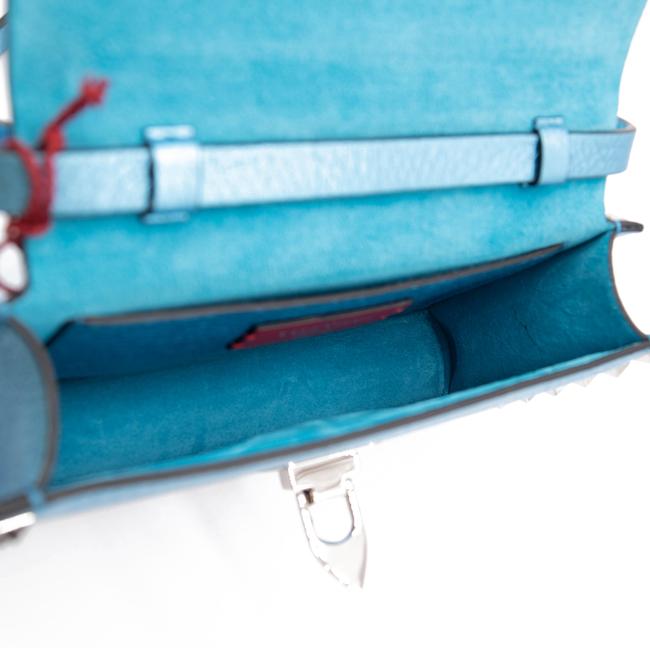 Valentino Small Rockstud Metallic Blue Leather Shoulder Bag