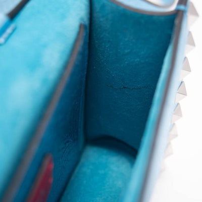 Valentino Small Rockstud Metallic Blue Leather Shoulder Bag