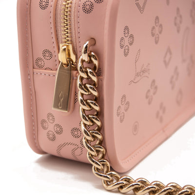 NEW Christian Louboutin Radioloubi Small Leather Crossbody Bag Pink Perforated
