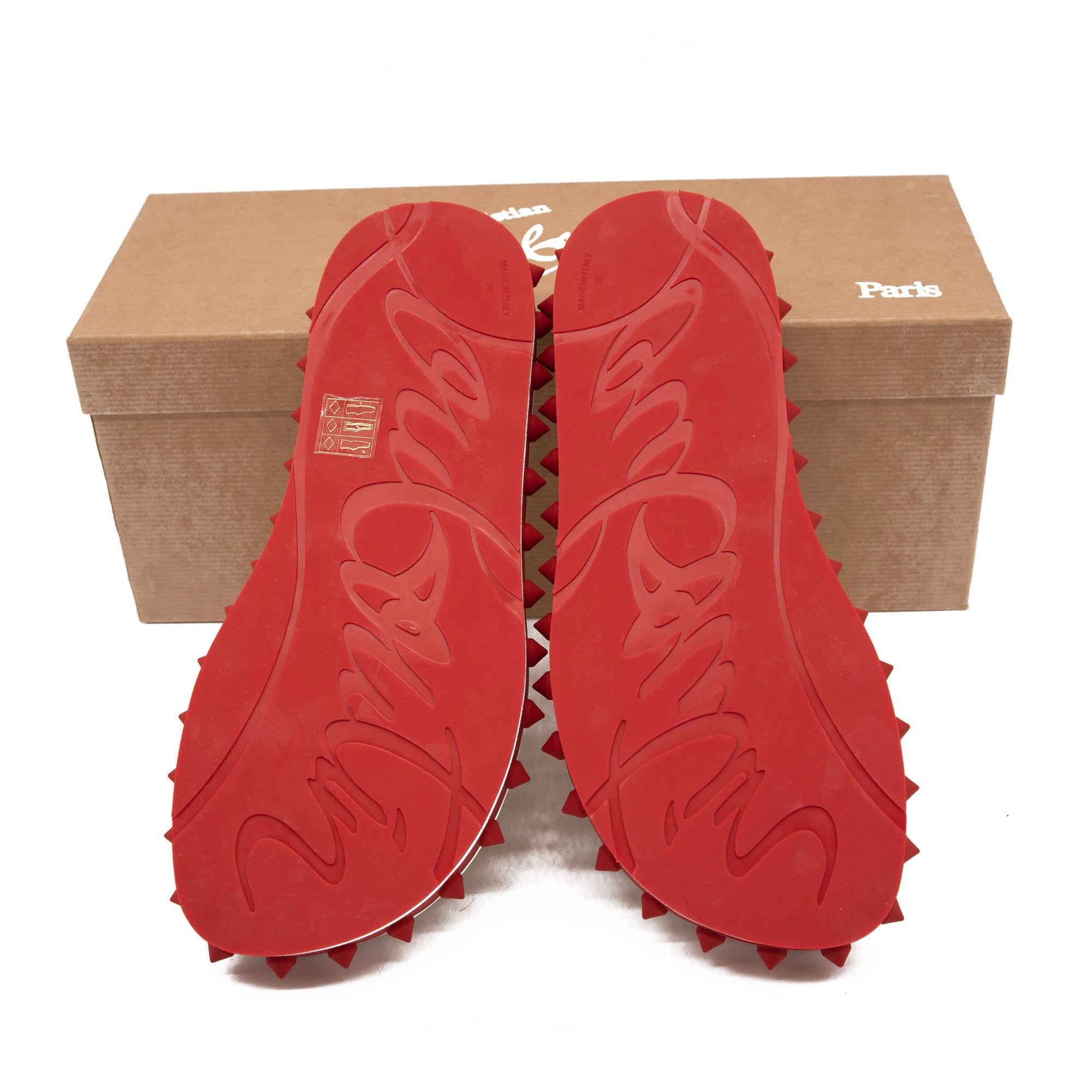 NEW Christian Louboutin Loubi Stud Platform Flip Flop white red sandal 40