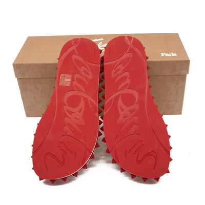 NEW Christian Louboutin Loubi Stud Platform Flip Flop white red sandal 39