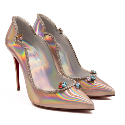 NEW Christian Louboutin Chick Queen Pointed Toe Pump Wood Rose 38 EU