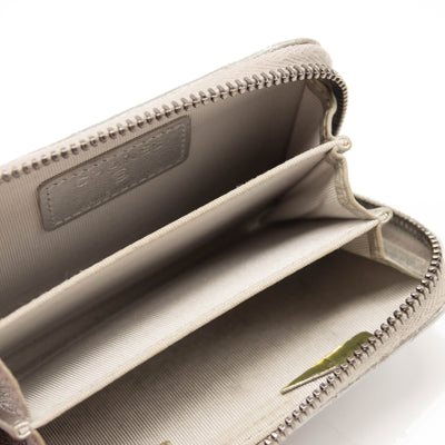 Chanel Metallic Lambskin Chevron Quilted Zip Coin Purse Silver Wallet