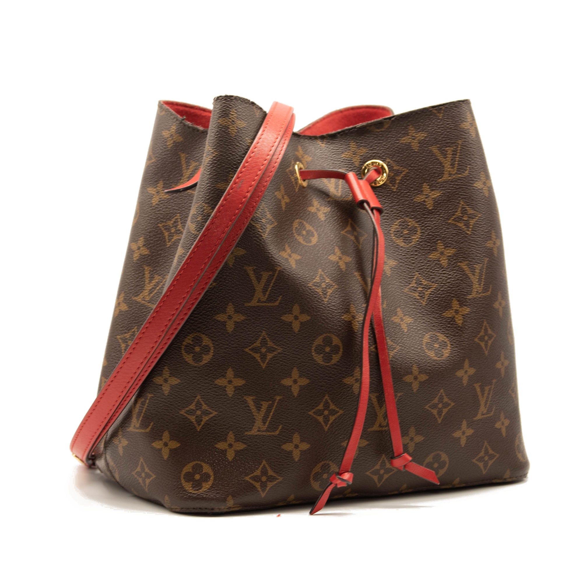 Louis Vuitton Monogram Neonoe Mm Coquelicot Brown/Red Canvas Shoulder Bag