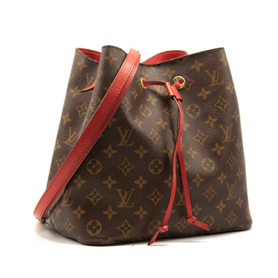 Louis Vuitton Monogram Neonoe Mm Coquelicot Brown/Red Canvas Shoulder Bag