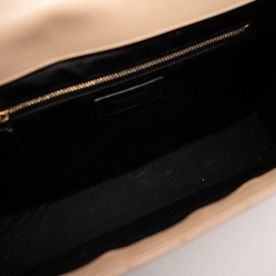 Saint Laurent Grain De Poudre Matelasse Chevron Large Monogram Satchel Dark Beige