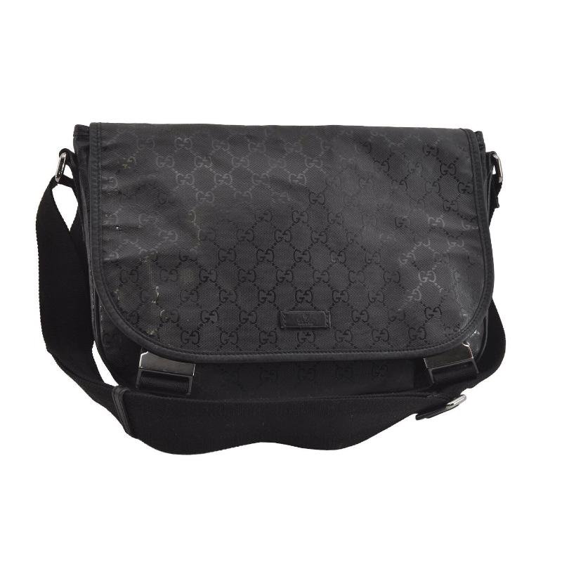 Pre-Order Gucci Imprime Monogram Large Double Buckle Flap Messenger Bag Black