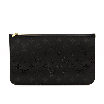 Louis Vuitton Neverfull Pochette Monogram Pouch LVxUF By Urs Fischer Gold Hardware Black Coated Canvas Clutch