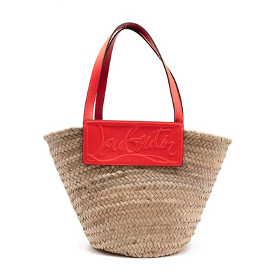 Christian Louboutin Christian Louboutin Loubishore Logo Straw Tote Orange