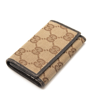 GUCCI Monogram 6 Key Holder Case Dark Brown GG Wallet Canvas Signature Logo