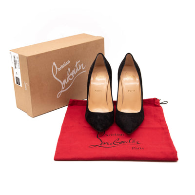 Christian Louboutin Alminette 100 Loubi Black Suede Pointed Classic Heel Pump