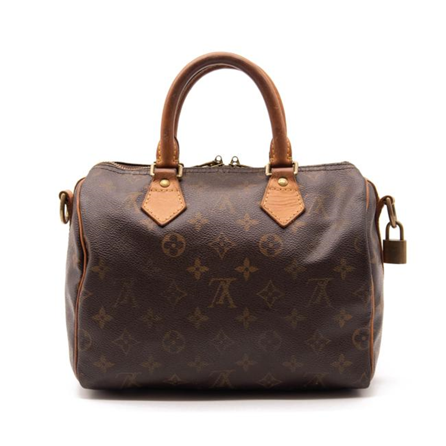 VERY USED Louis Vuitton Speedy Bandouliere 25 Brown Monogram Canvas Satchel