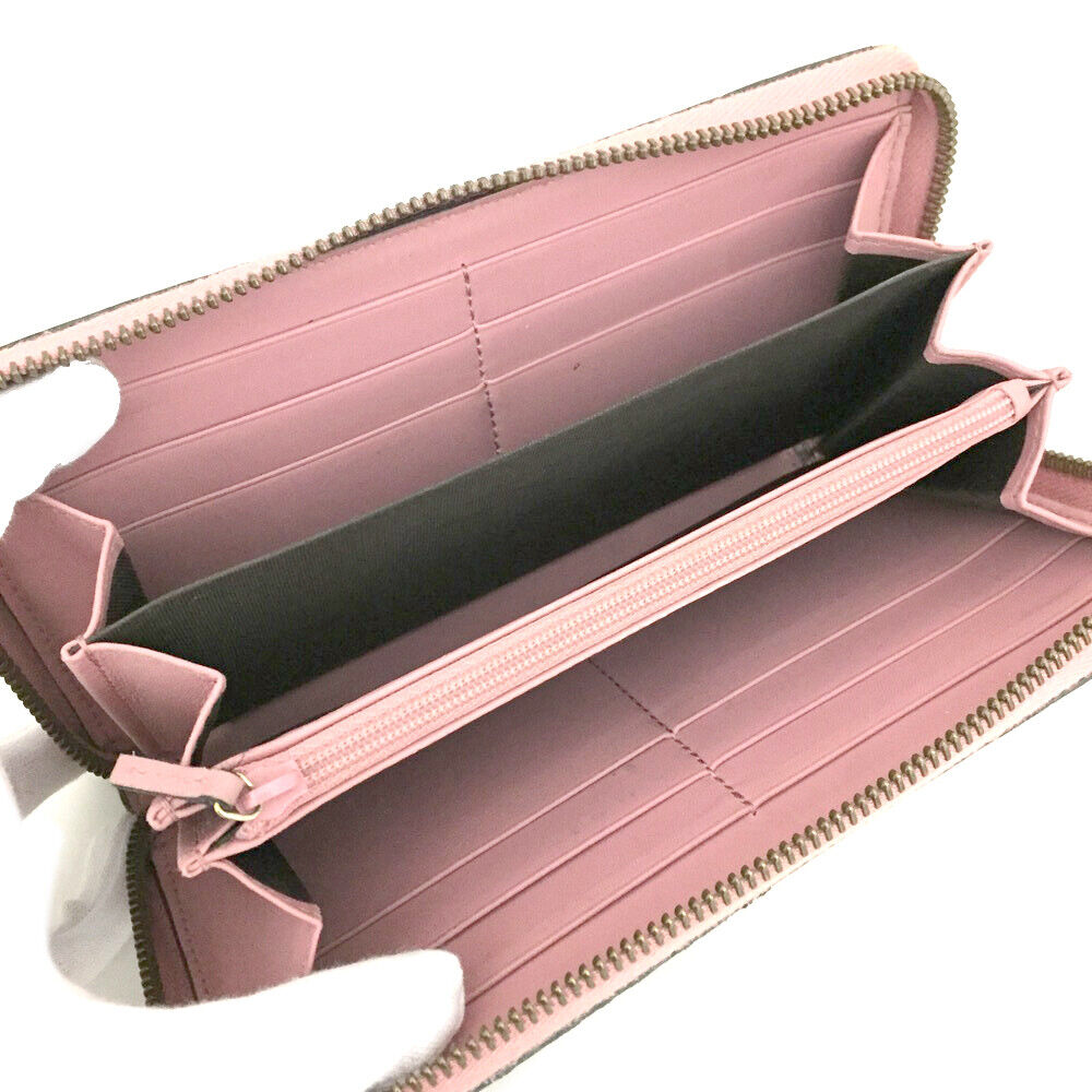 GUCCI GG Supreme Monogram Pearl Zip Around Wallet Beige Pink