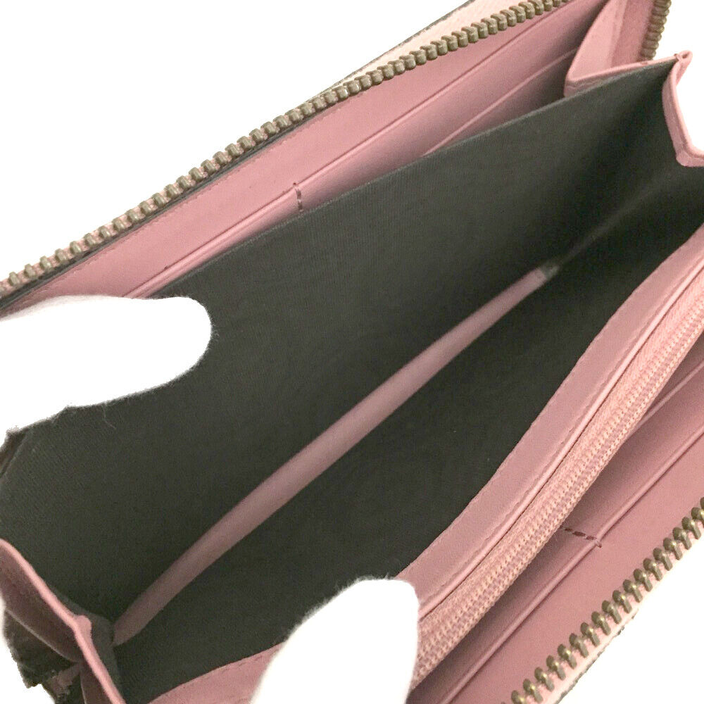 GUCCI GG Supreme Monogram Pearl Zip Around Wallet Beige Pink