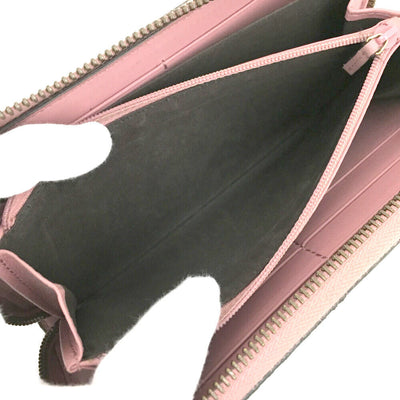 GUCCI GG Supreme Monogram Pearl Zip Around Wallet Beige Pink