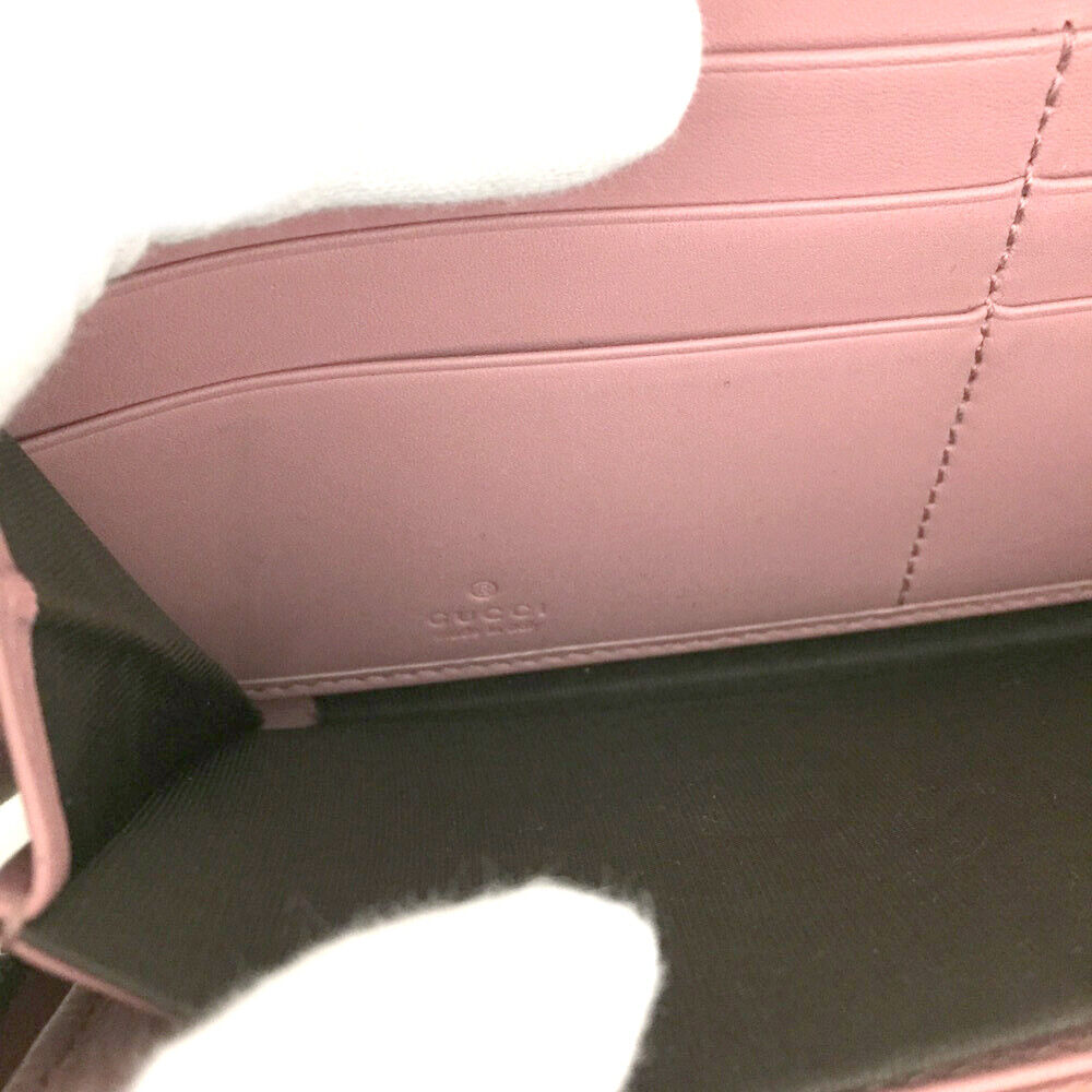 GUCCI GG Supreme Monogram Pearl Zip Around Wallet Beige Pink