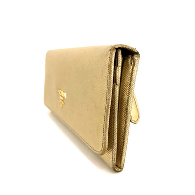 PRE-ORDER  Prada  Saffiano Metal Continental Flap Wallet Platino