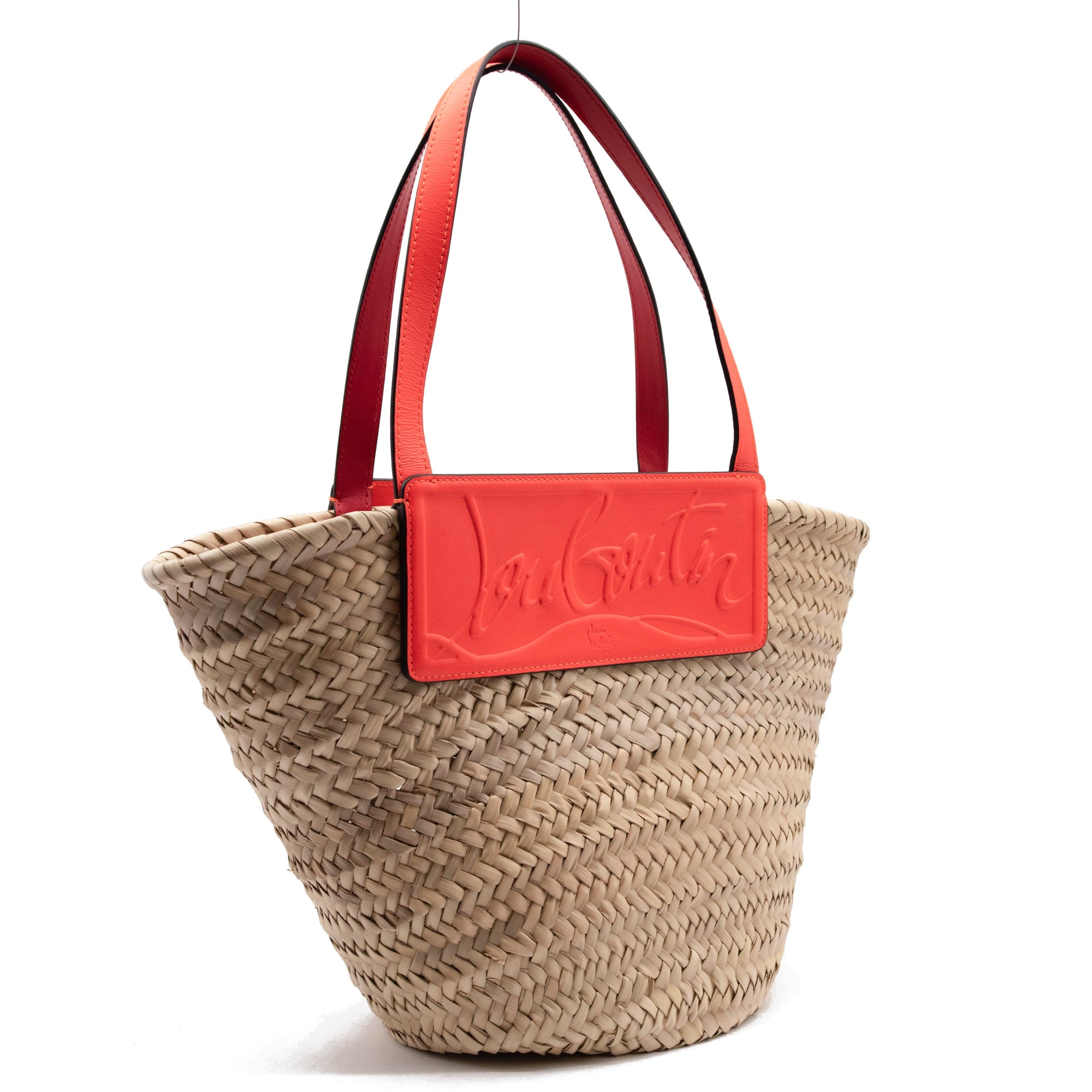 Christian Louboutin Christian Louboutin Loubishore Logo Straw Tote Orange