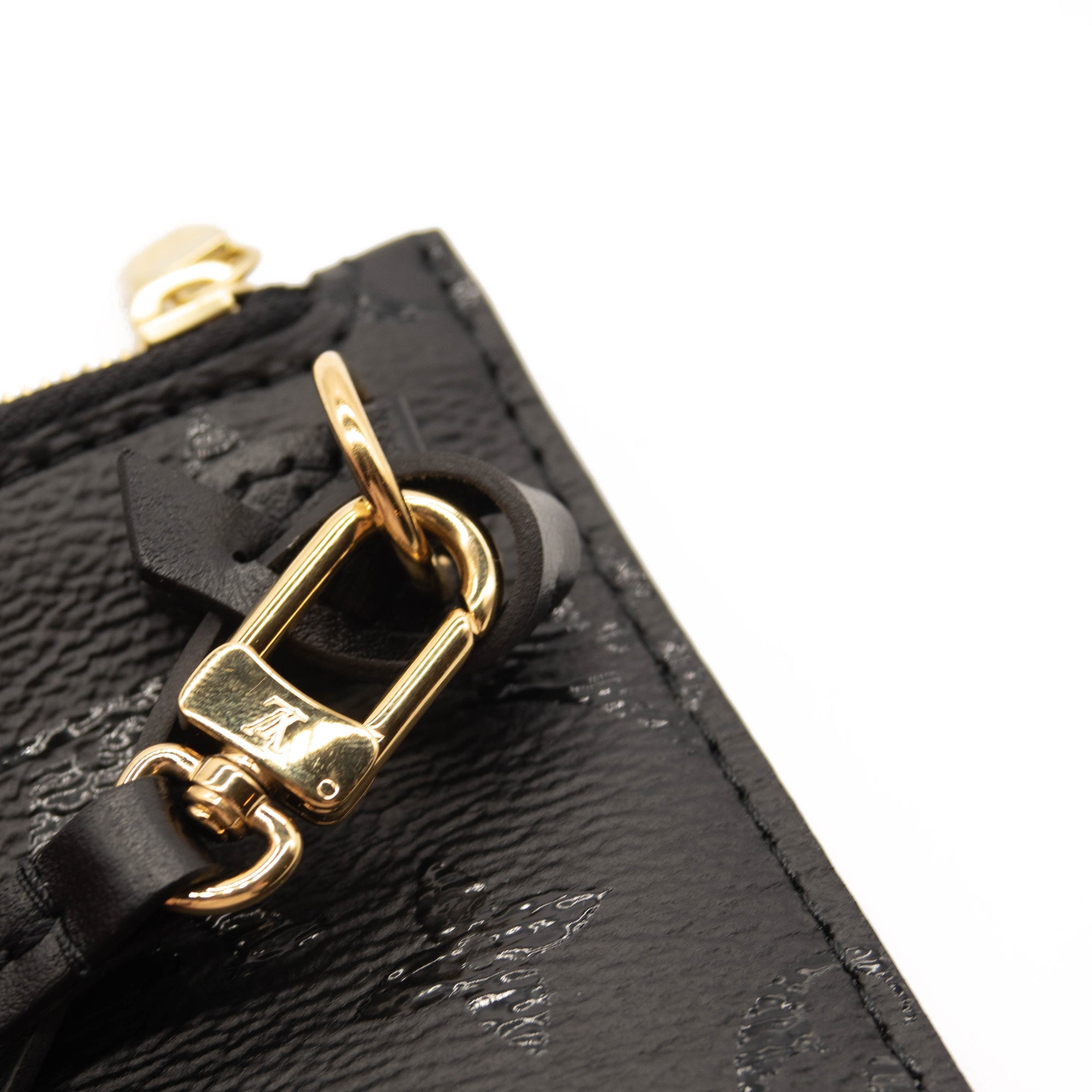 Louis Vuitton Neverfull Pochette Monogram Pouch LVxUF By Urs Fischer Gold Hardware Black Coated Canvas Clutch
