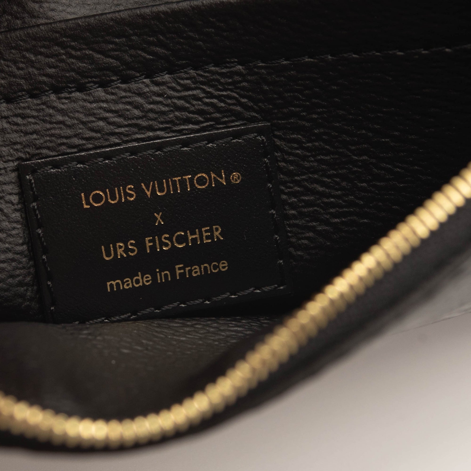 Louis Vuitton Neverfull Pochette Monogram Pouch LVxUF By Urs Fischer Gold Hardware Black Coated Canvas Clutch