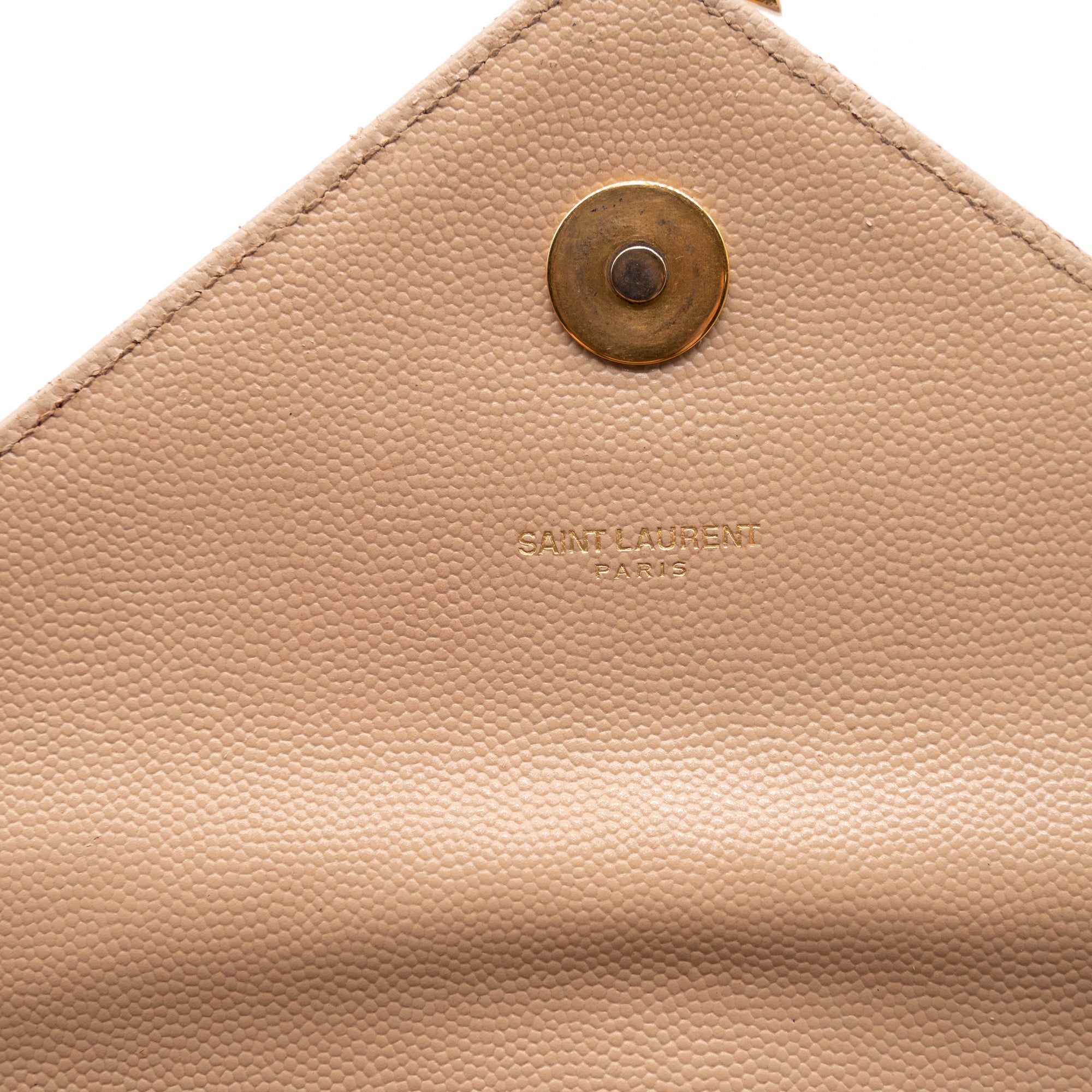 Saint Laurent Grain De Poudre Matelasse Chevron Large Monogram Satchel Dark Beige