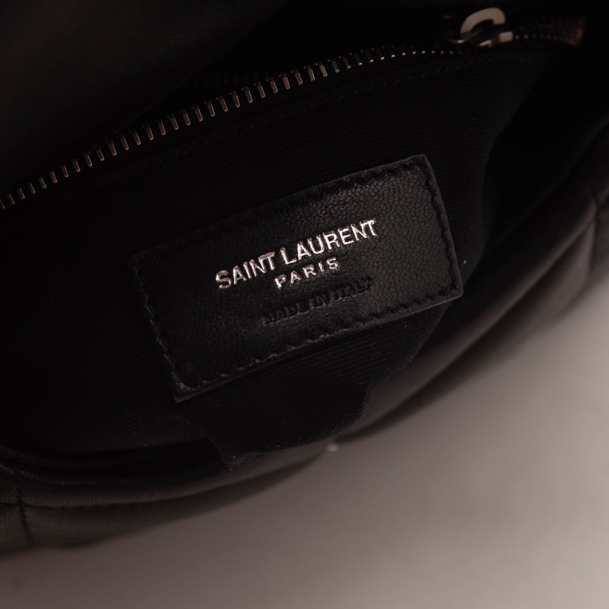 NEW Saint Laurent Lambskin Quilted Mini Loulou Puffer Monogram Chain Satchel Black