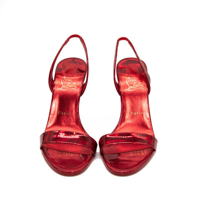 Christian Louboutin Astrid Slingback Sandal Red Metallic Size 38 EU