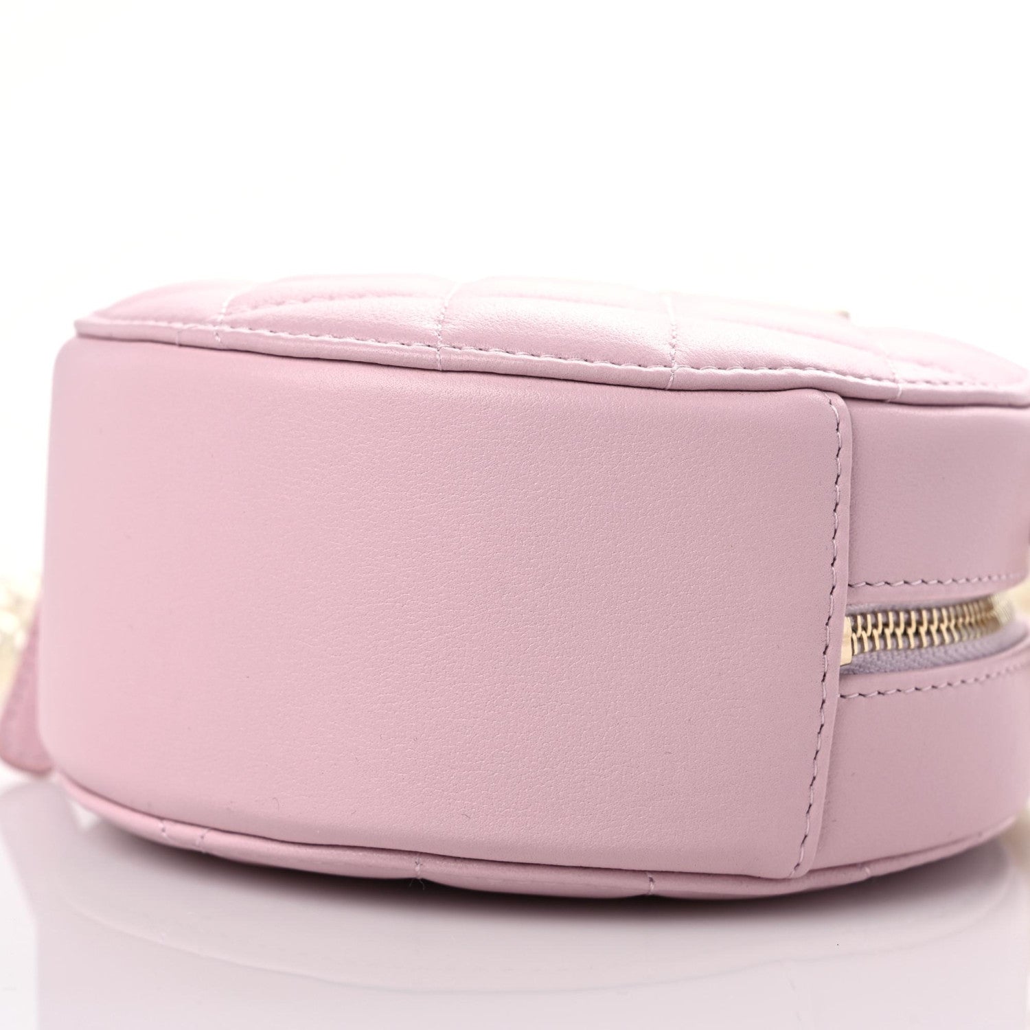 Chanel Calfskin Quilted Pearl Round Clutch With Chain Light Pink