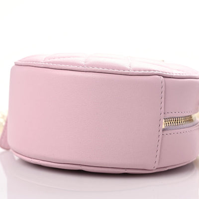 Chanel Calfskin Quilted Pearl Round Clutch With Chain Light Pink