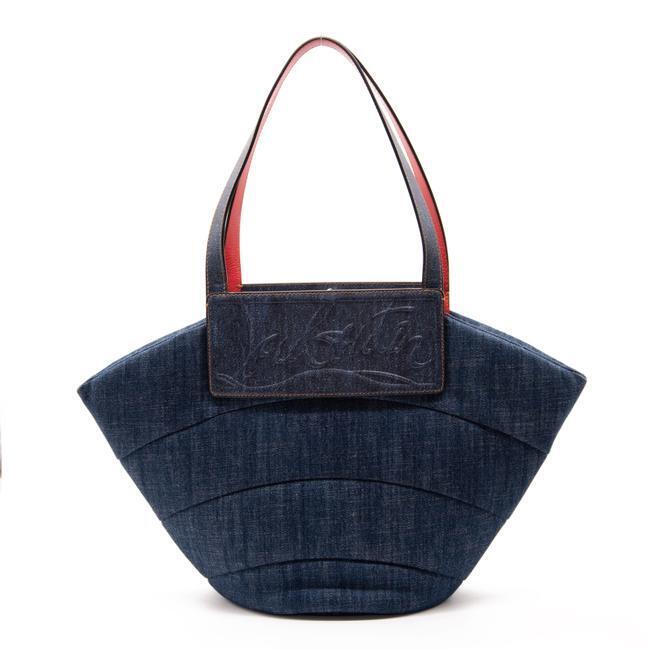NEW Christian Louboutin Loubishore Miss Shore Weekend Blue Denim Tote