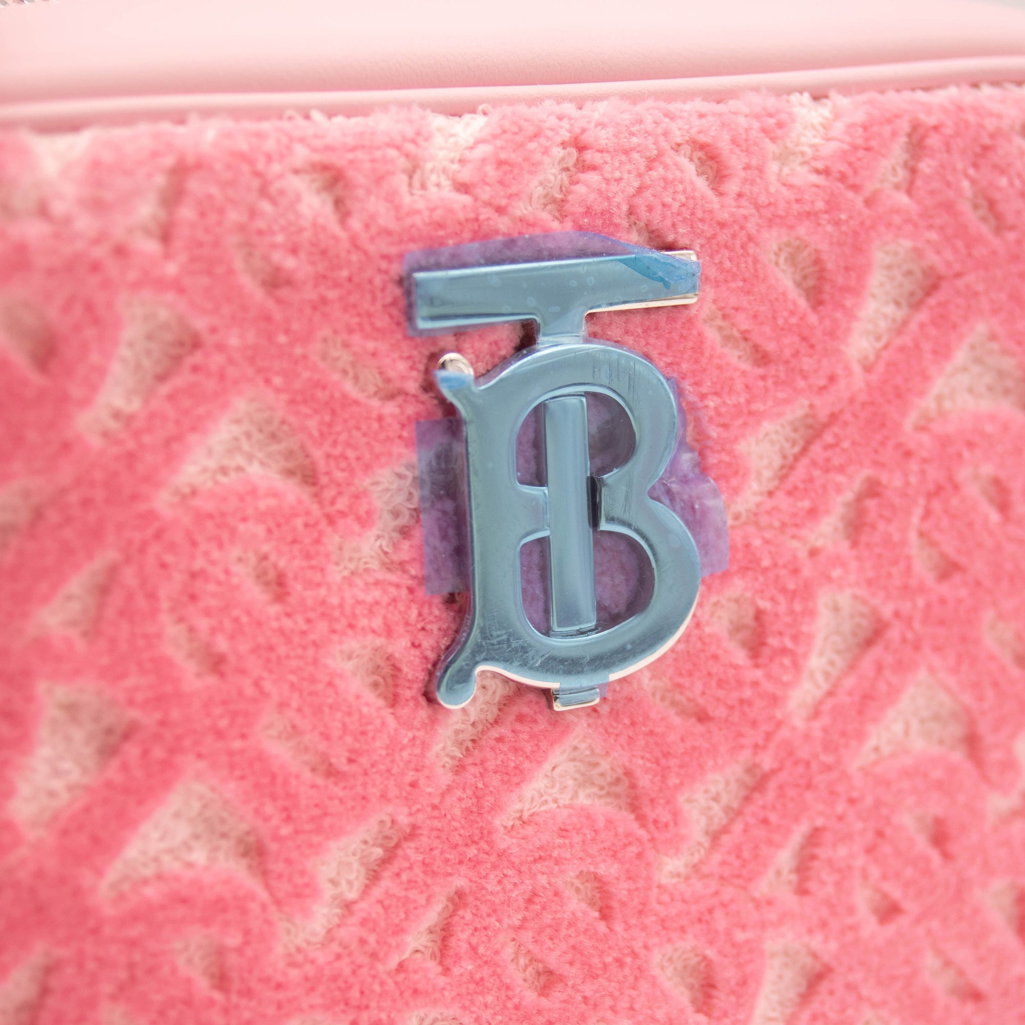 NEW Burberry Mini Lola TB Monogram Toweling Camera Crossbody Bag Pink