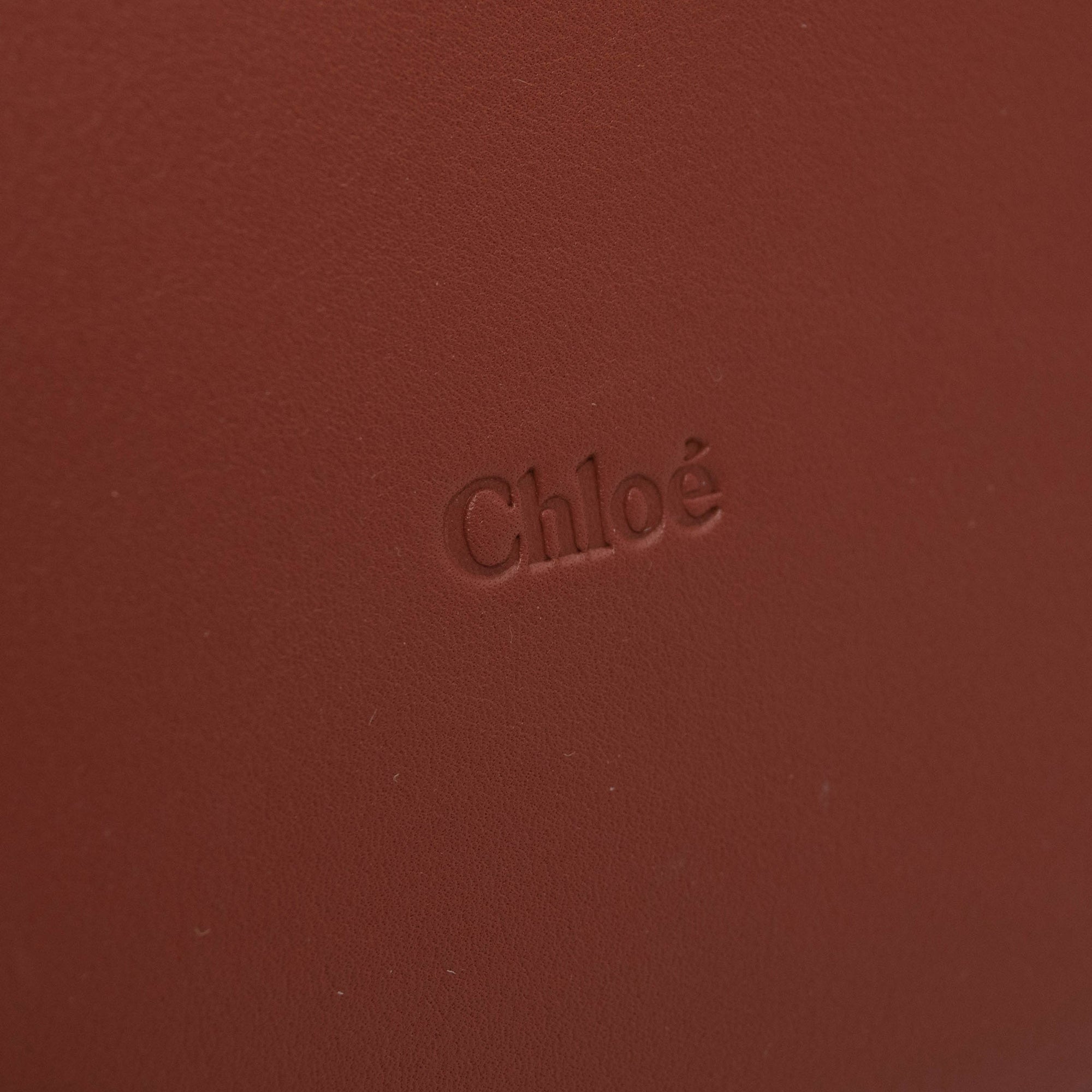 NEW Chloe Key Small Leather Bucket Bag Sepia Brown