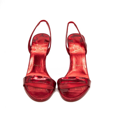 Christian Louboutin Astrid Slingback Sandal Red Metallic Size 38.5 EU