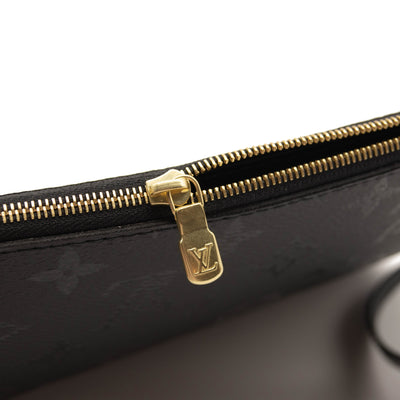 Louis Vuitton Neverfull Pochette Monogram Pouch LVxUF By Urs Fischer Gold Hardware Black Coated Canvas Clutch