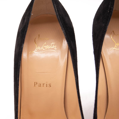Christian Louboutin Alminette 100 Loubi Black Suede Pointed Classic Heel Pump