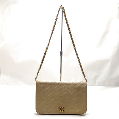 Chanel Shoulder Bag Beige Leather 152694