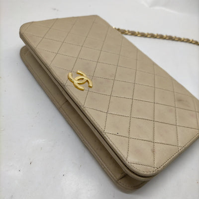 Chanel Shoulder Bag Beige Leather 152694