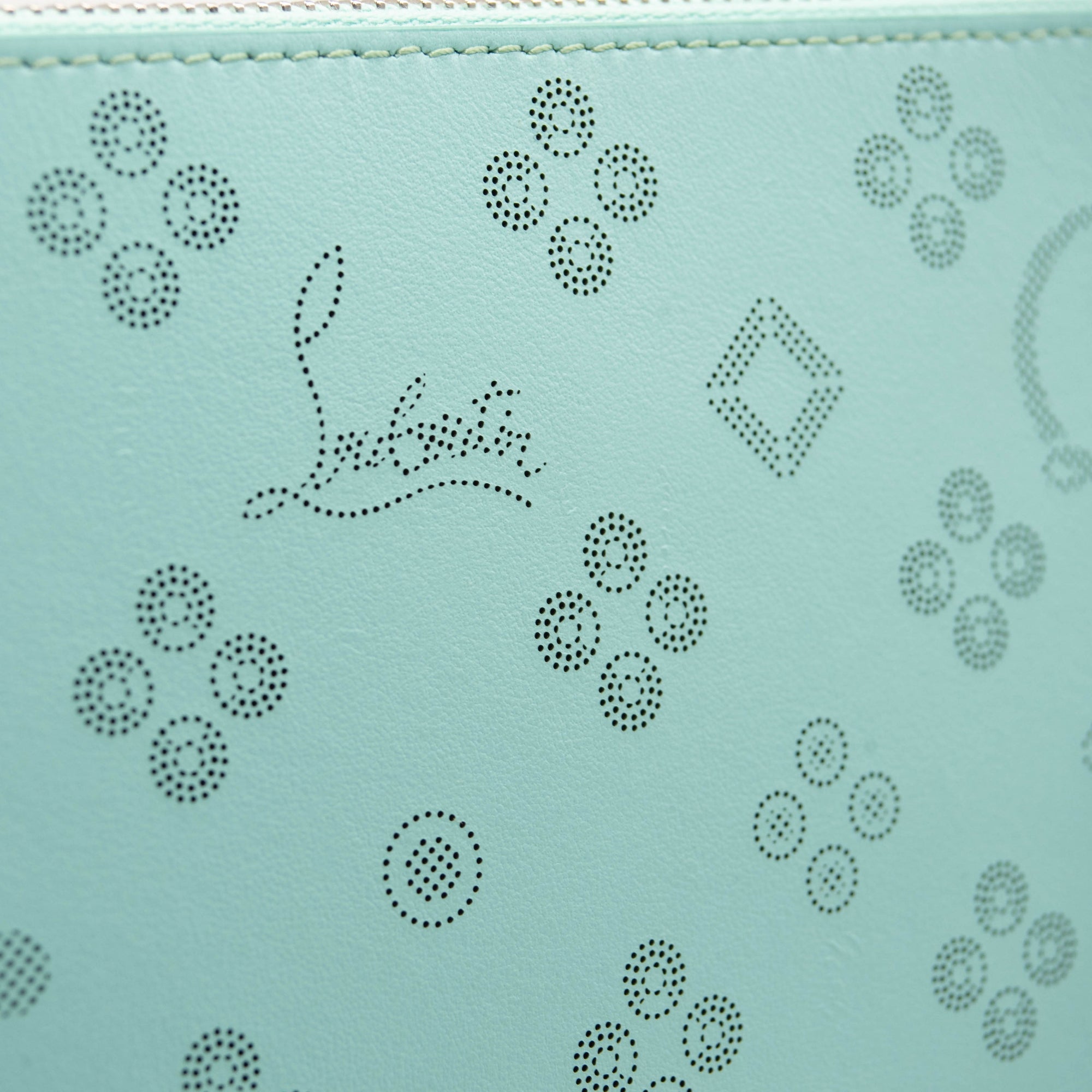 NEW Christian Louboutin Loubila Loubinthesky Laser Perforated Leather Pouch Bermuda
