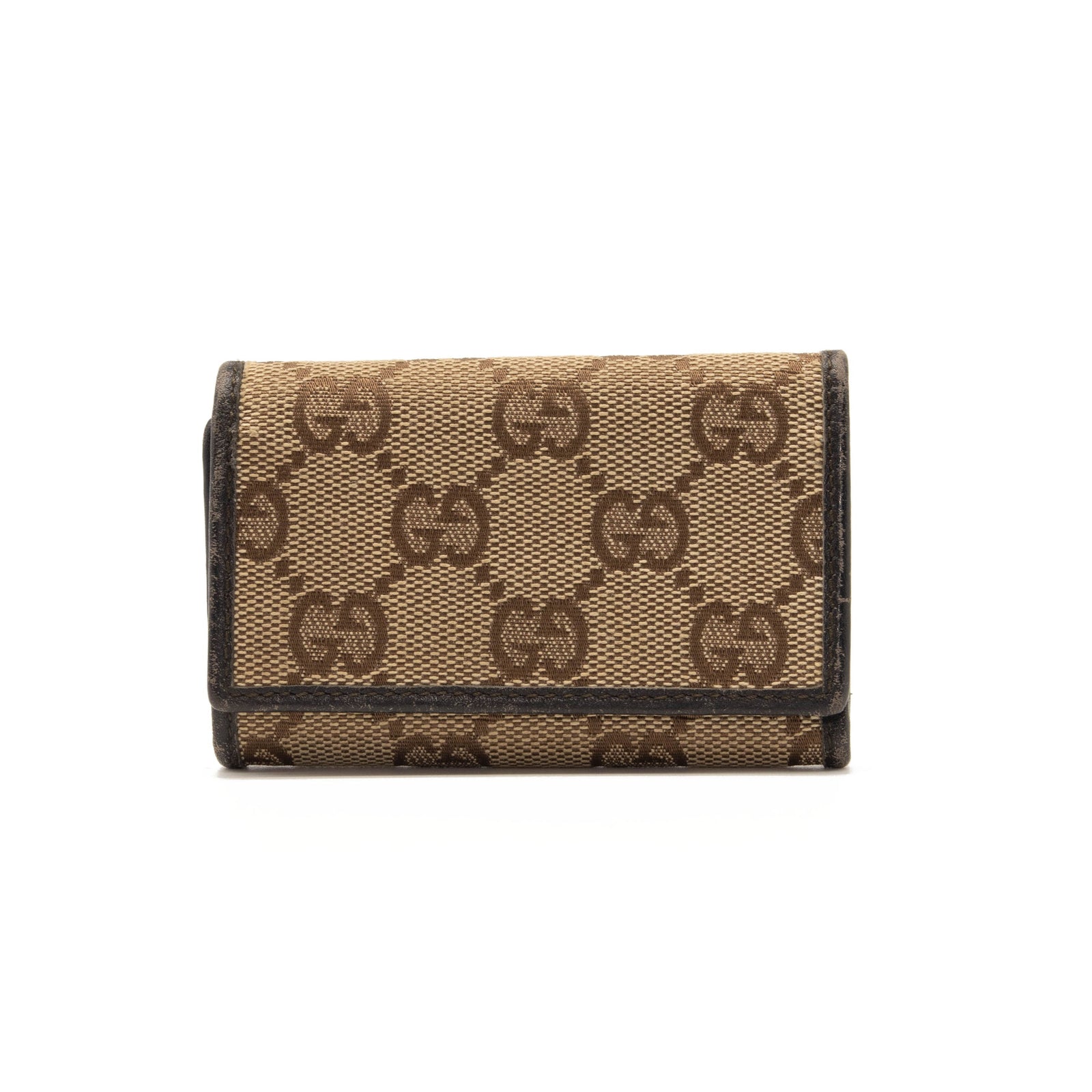 GUCCI Monogram 6 Key Holder Case Dark Brown GG Wallet Canvas Signature Logo