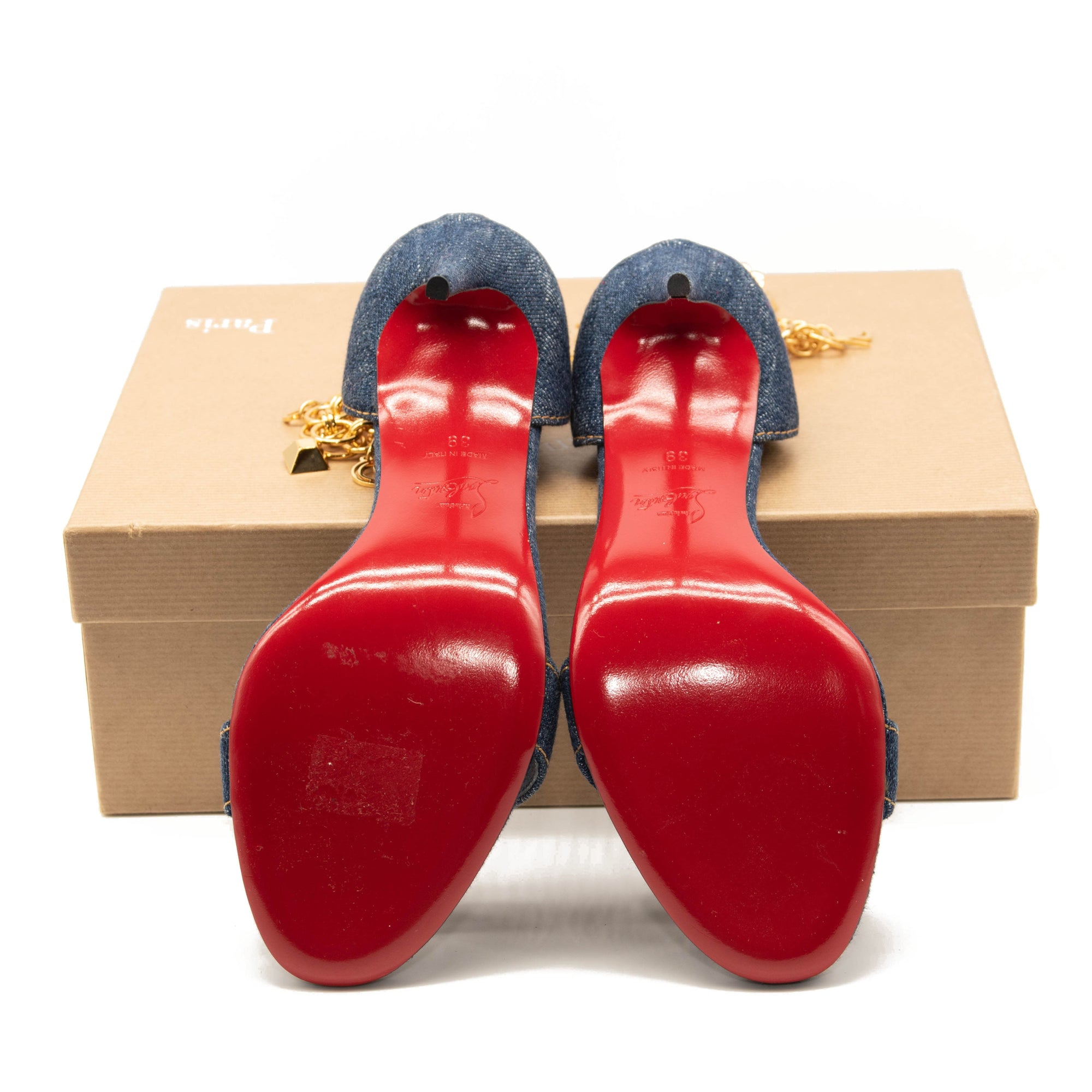 NEW Christian Louboutin Gourmi Denim Sandal Size EU 39 Pumps Heels