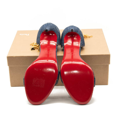 NEW Christian Louboutin Gourmi Denim Sandal Size EU 39 Pumps Heels
