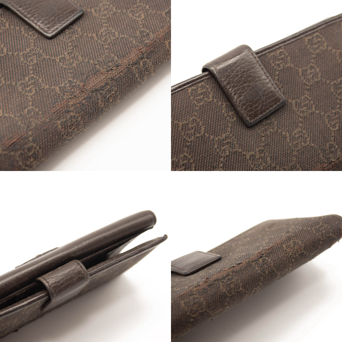 Gucci Monogram Interlocking G Continental Wallet Brown Canvas Studded Flap