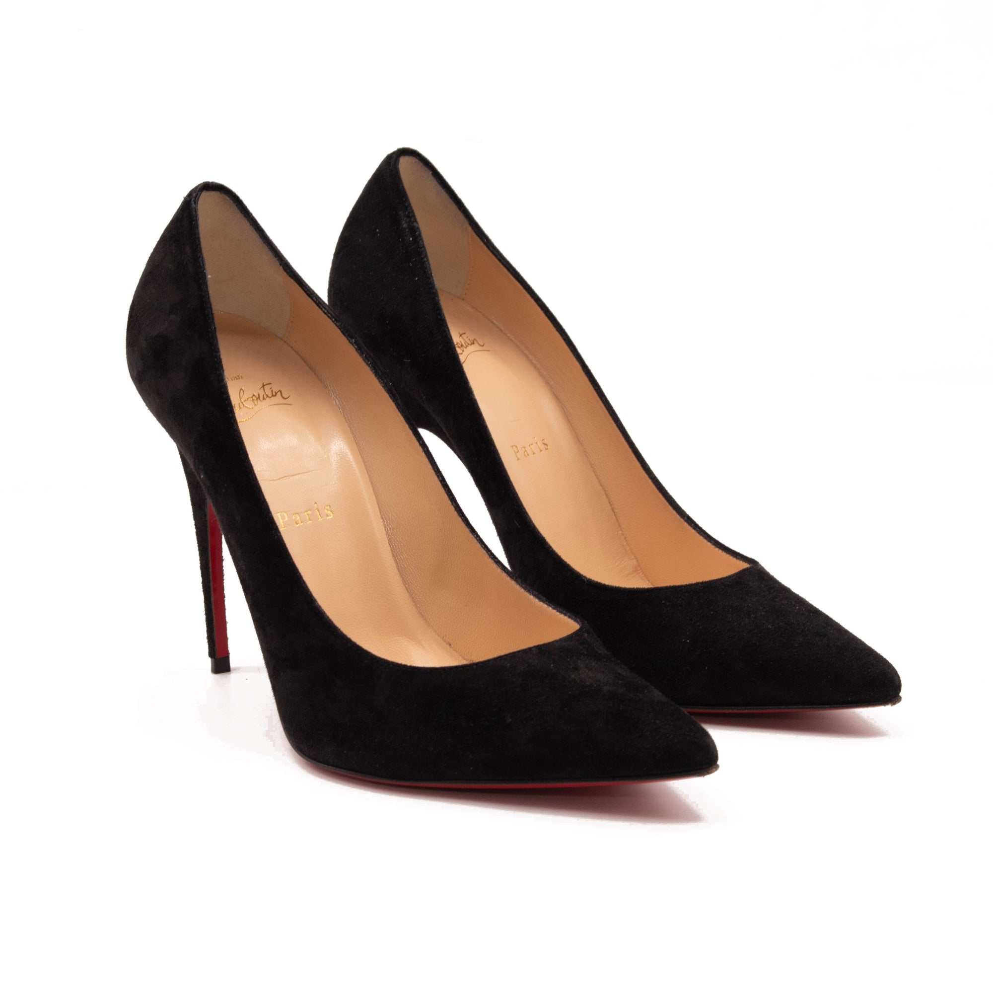 Christian Louboutin Alminette 100 Loubi Black Suede Pointed Classic Heel Pump